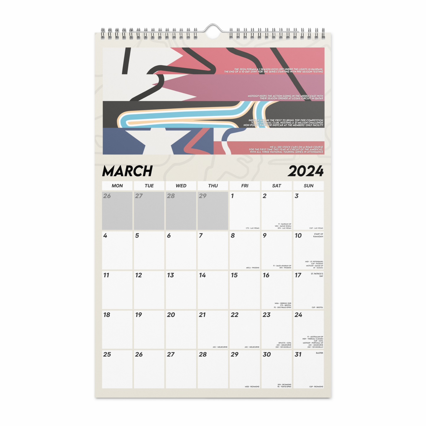 A Year on Track: 2024 Race Calendar